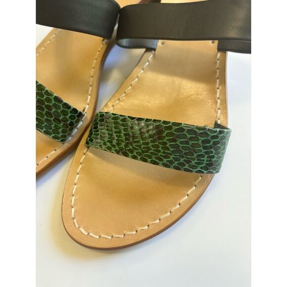 Artigianato Rallo black/green leather slides, 40/9, dust bag, vacation, holiday - Picture 2 of 7